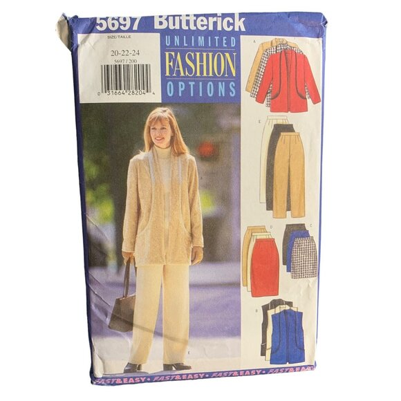 Butterick Misses Jacket Pants Vest Skirt Pants Sewing Pattern Sz 20-24 - Uncut - Picture 1 of 4